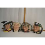 Group of four Royal Doulton character jugs
