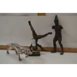 Mixed Lot: A silver plated model of a Pointer dog together with a small bronze model of a gnome
