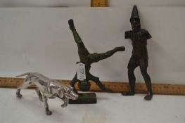 Mixed Lot: A silver plated model of a Pointer dog together with a small bronze model of a gnome