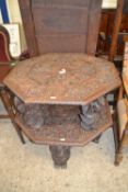 Burmese carved octagonal two tier table