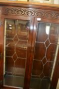 Reproduction oak and lead glazed display cabinet, 88cm wide