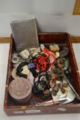 Mixed Lot: Silver plated cigarette case, various assorted costume jewellery and other items