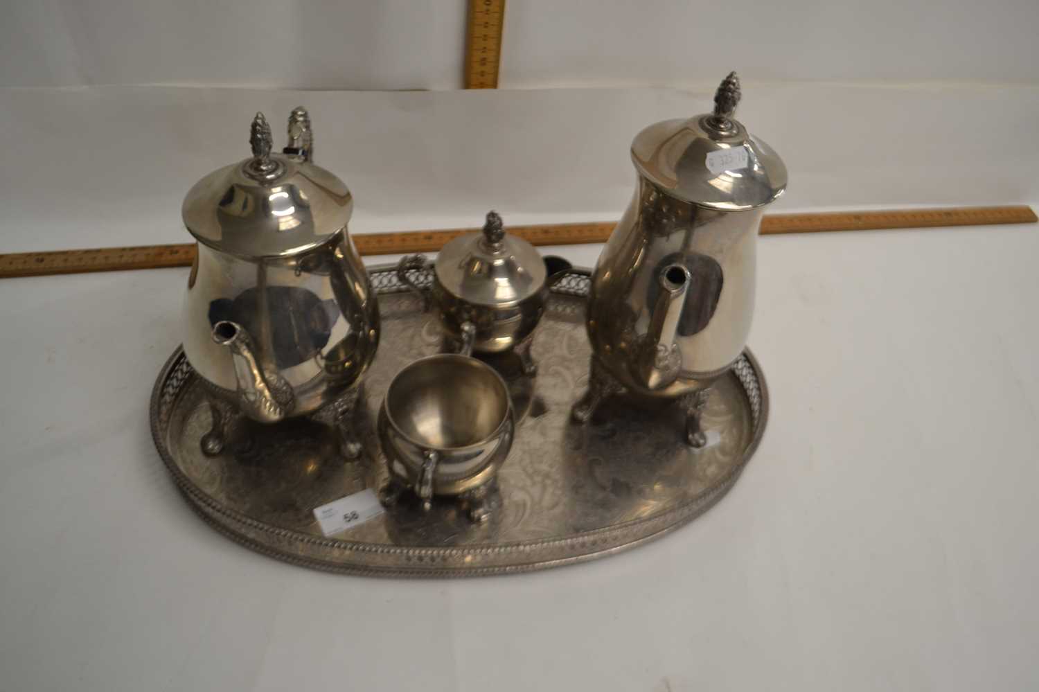 Silver plated tea set with tray