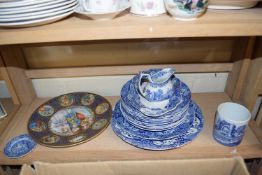 Quantity of Spode blue Italian table wares together with a Franklin porcelain decorated plate