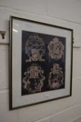 Four Chinese paper cuts, framed and glazed