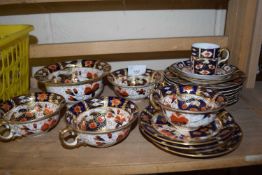 Collection of various Crown Derby Imari pattern tea wares