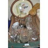 Mixed Lot: Assorted glass ware to include water jugs, ice cooler, dishes together with an oval