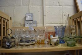 Mixed Lot: Various assorted glass vases, cruet etc