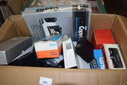 Box of assorted cameras, image and picture viewers