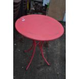 Red metal bistro table