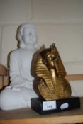 Reproduction Egyptian figure together with a Buddha figure (2)