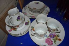 Quantity of continental floral decorated tea wares