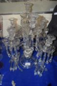 Pair of three branch glass table lustres