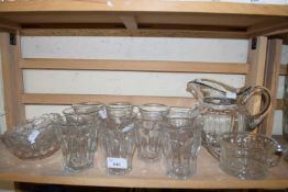 Mixed Lot: Assorted glass ware to include a set of nine tumblers together with jugs, side dishes