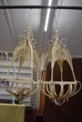 Pair of cream painted metal decorative hanging basket frames