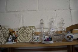 Mixed Lot: Various decanters, ornaments, decorated tiles etc