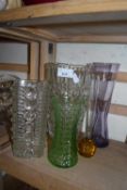Five assorted glass vases