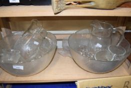 Modern glass punch bowls with jugs and cups