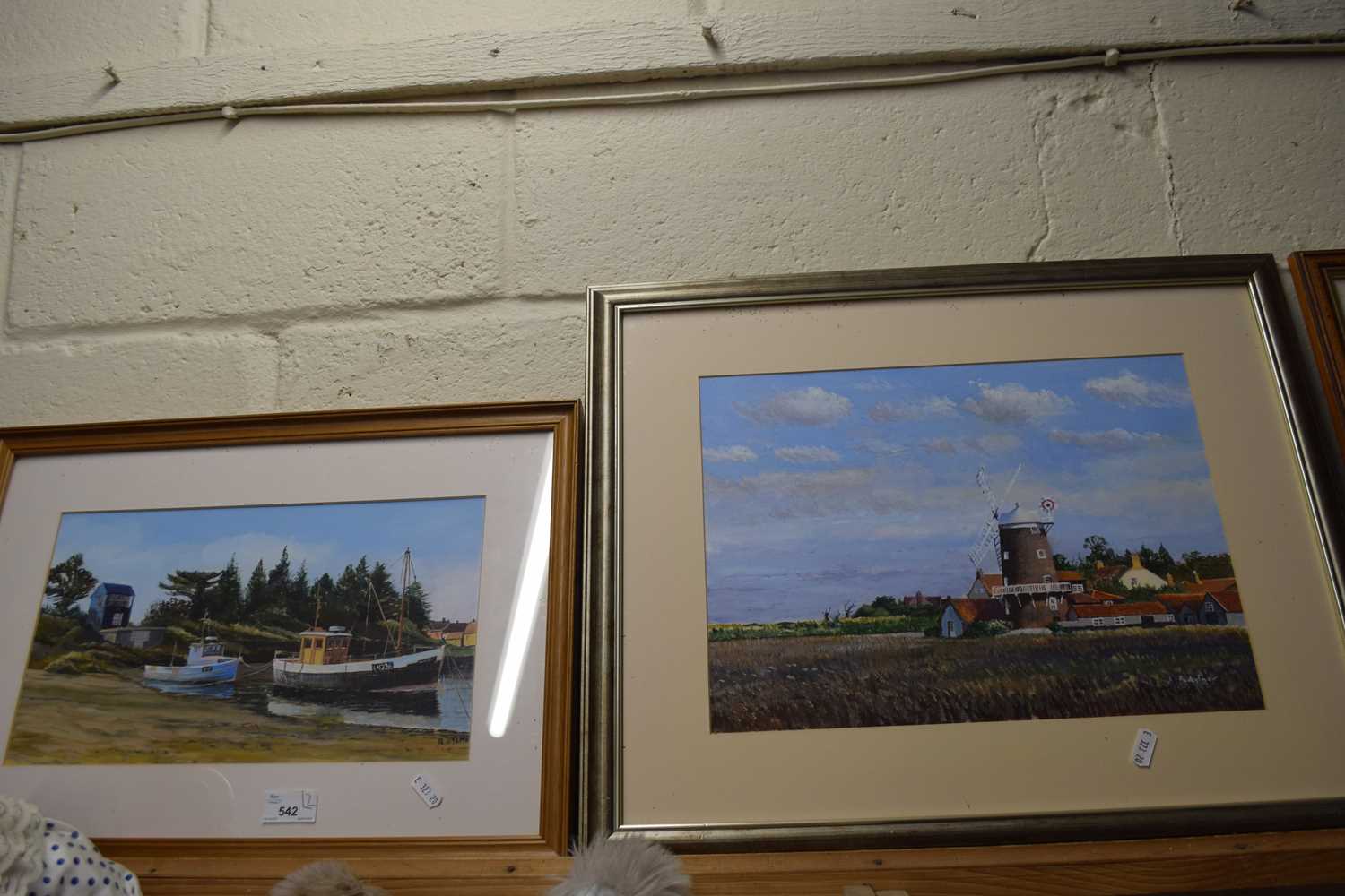 Aylmer - Study of Cley Windmill and Brancaster fishing boats, framed and glazed (2)