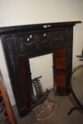 Cast iron and tiled fire surround with grate, overall approx 95cm wide