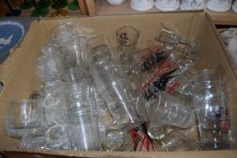 Large box of various drinking glasses