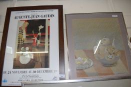 Poster for August-Jean Gaudin exhibition together with study of a teapot by Douglas Alexander