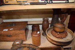 Mixed Lot: Various wooden vases, hardwood box etc