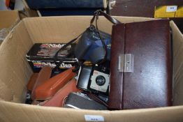 Box of assorted cameras to include Kodak, Fuji Film and others