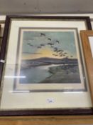 Peter Scott, Floating onto the Merse, coloured print, framed and glazed