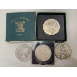 Cased Festival of Britain five shilling piece and others