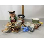 Mixed Lot: Various Toby jugs, miniature Oriental tea set etc