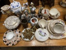 Mixed Lot: Various assorted small porcelain figures, tea wares etc