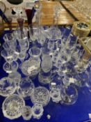 Large mixed lot of various drinking glasses, decanters etc