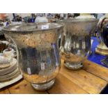 Pair of silvered glass flared vases