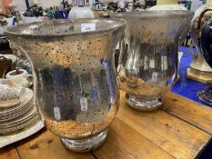 Pair of silvered glass flared vases