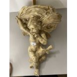 Modern gilt effect composition wall bracket with cherub decoration