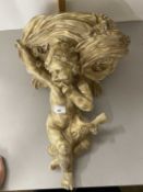 Modern gilt effect composition wall bracket with cherub decoration