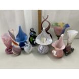 Collection of various Art Glass wares to include a range of Alum Bay Glass vases and others