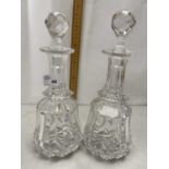 Pair of clear glass decanters