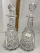 Pair of clear glass decanters