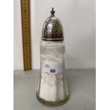 Silver topped clear glass sugar caster