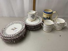 Mixed Lot: Modern Swedish plates with pierced rims, various commemorative mugs etc