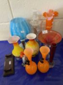 Collection of various Art Glass vases and other items