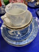 Collection of various 19th Century and later blue and white plates and other ceramics to include