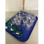 Tray of various assorted drinking glasses