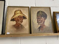 Pair of portraits, Asian gentleman, oil on board