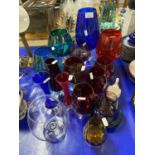 Mixed Lot: Various mid Century coloured glasses, oversized brandy balloons and other items