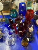 Mixed Lot: Various mid Century coloured glasses, oversized brandy balloons and other items