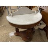 Victorian marble top bow front wash stand, 88cm wide