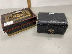 Mixed Lot: Leather mounted jewellery box containing various sports fobs, a ladies wristwatch,